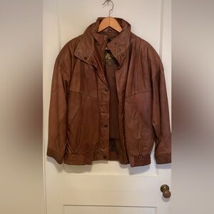 Women's brown leather jacket